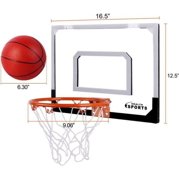 Indoor Mini Basketball Hoop Set for Kids - 17" x 12.5" Door Basketball Hoops - Picture 2 of 6